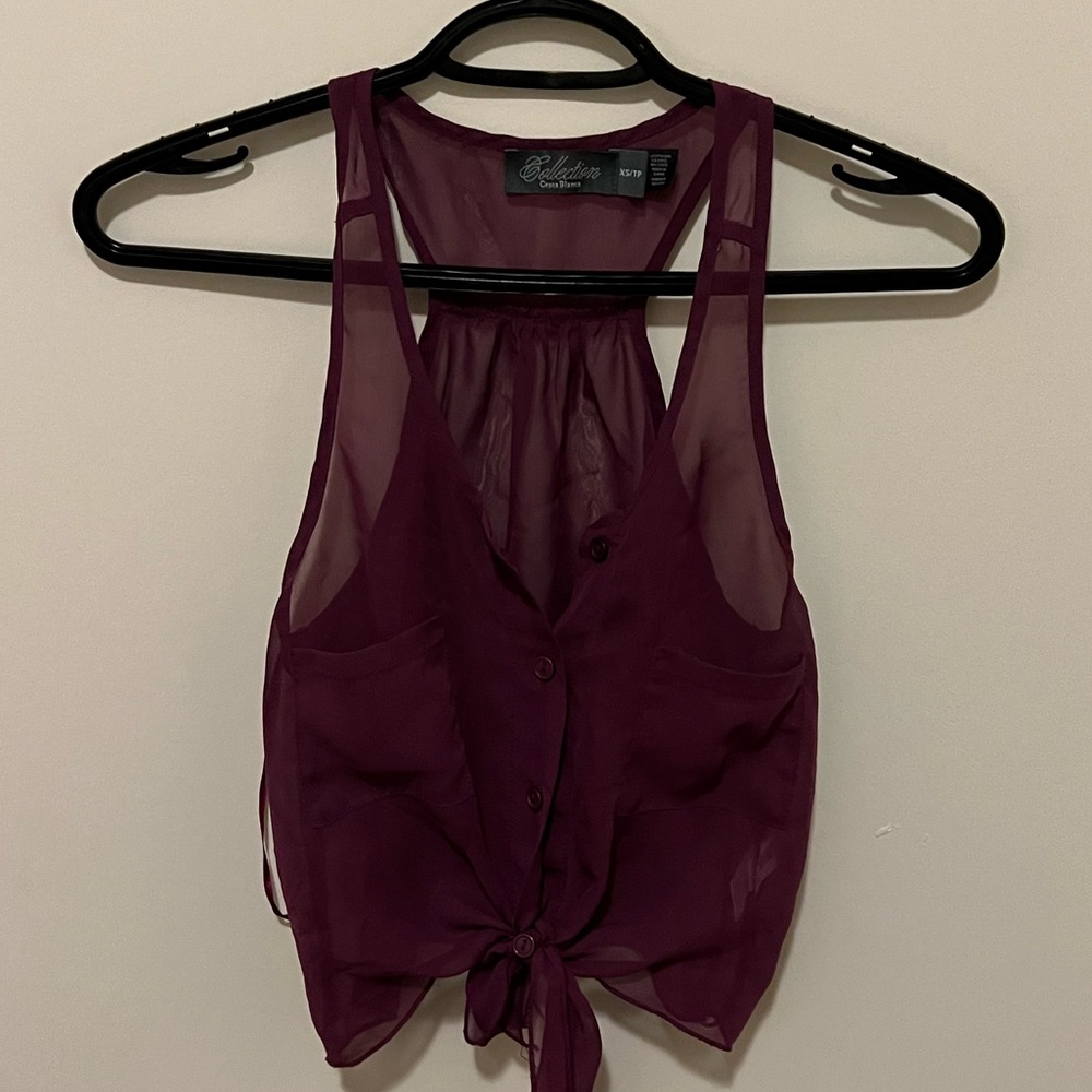 Sheer crop blouse